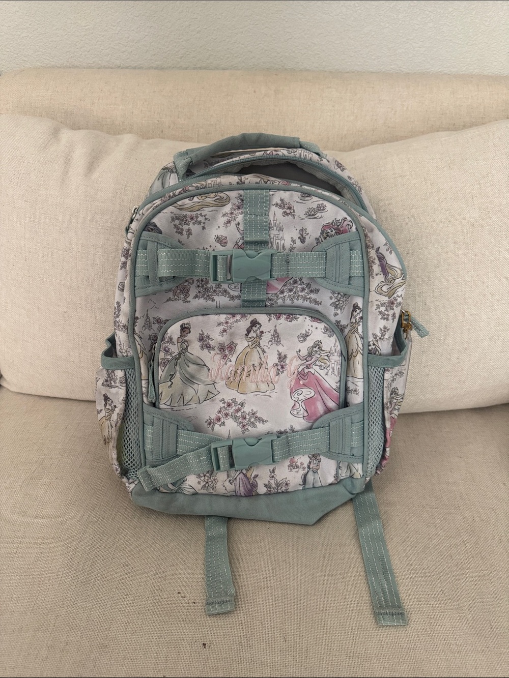 Pottery Barn Mint Princess Print Kids Backpack